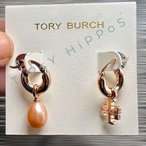 Tory Burch Rose Gold & Pearl Drop Earrings